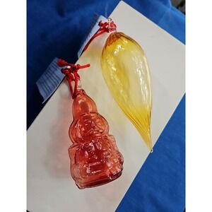 2 Corning Hand Blown Christmas Ornament Nutcracker Museum of Glass BOB CARSON‎